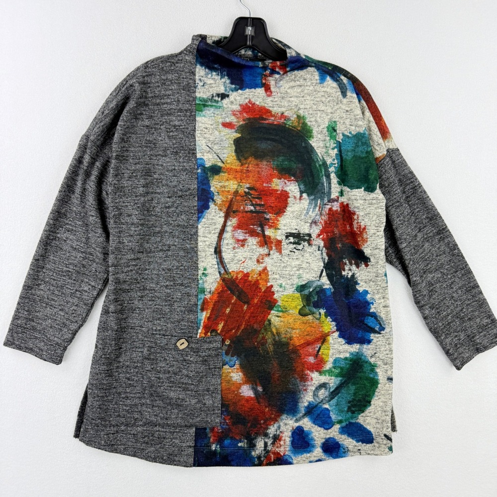 ALI MILES Tunic Sweater Size S Abstract‎ Wearable Art Womens